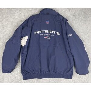 VTG Reebok On Field Jacket New England Patriots Jacket Men XL Blue Hooded READ